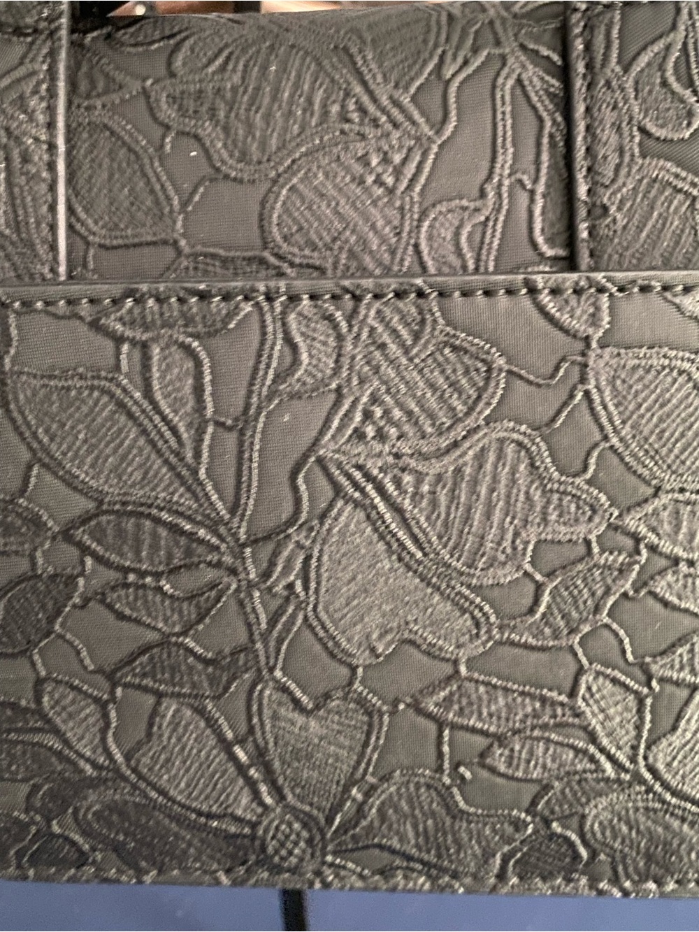 Karl Lagerfeld Paris Chantelle Crossbody - Black Floral Embossed Lace Bag - Picture 14 of 16